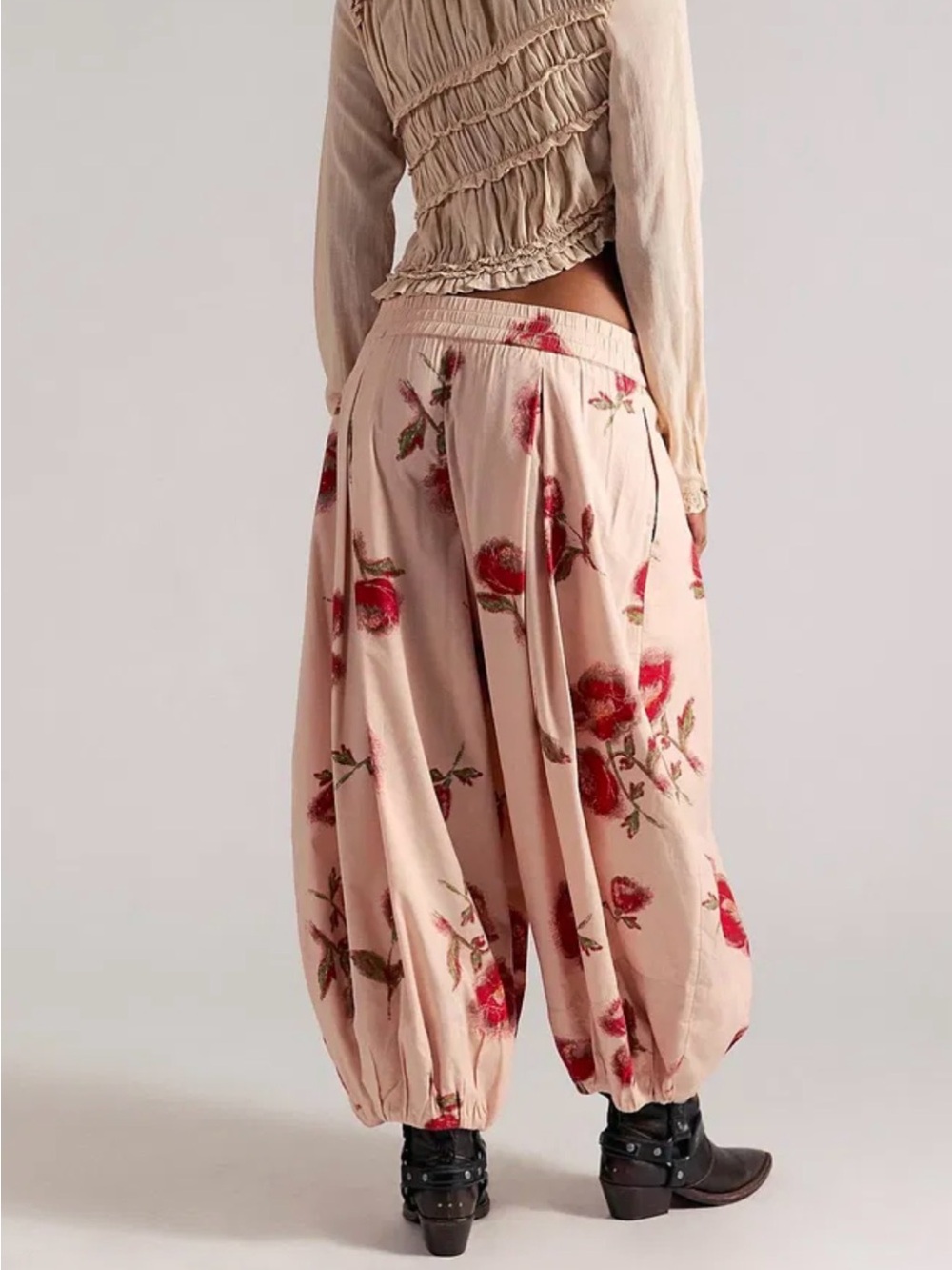 Free People Moonflower Printed Pull-On Balloon Pants Small Tea Combo NWT - Picture 3 of 7